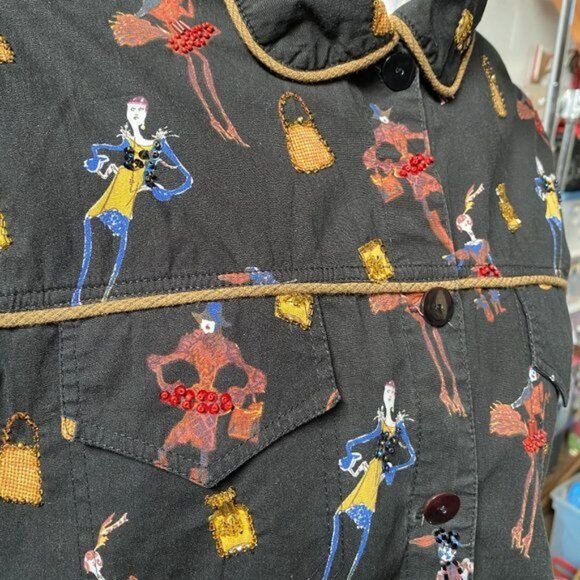 Vanity Collection XL Black Button-Up Jacket With Vibrant Fashion Print - Picture 10 of 14